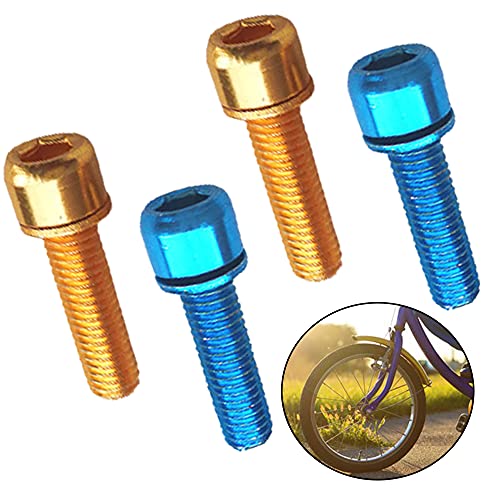 Swensenlin 12 Pieces M5*18Mm Bike Fixed Stem Bolts Alloy Bike Stem Bolts Stem Steel Bolts For Bicycle Disc Brake Caliper Handlebar Stem Rear Rack Water Bottle Cage Holder (Blue And Golden) #TOP2