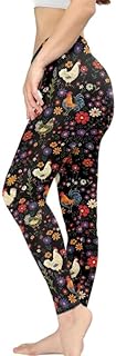 Irisjudy Women's High Waist Yoga Pants, Flowers Stretchy Tights Boho Skinny Trousers, Ladybugs Ankle Length Leggings XS-3XL