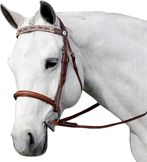 Saddles World Fancy Black Leather Center Pearl with Clear Crystals Browband - Cob Size