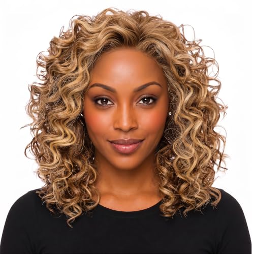 Raquel Welch Women's Spiral Curls Mid-Length Blonde Wig, CLICK CLICK FLASH