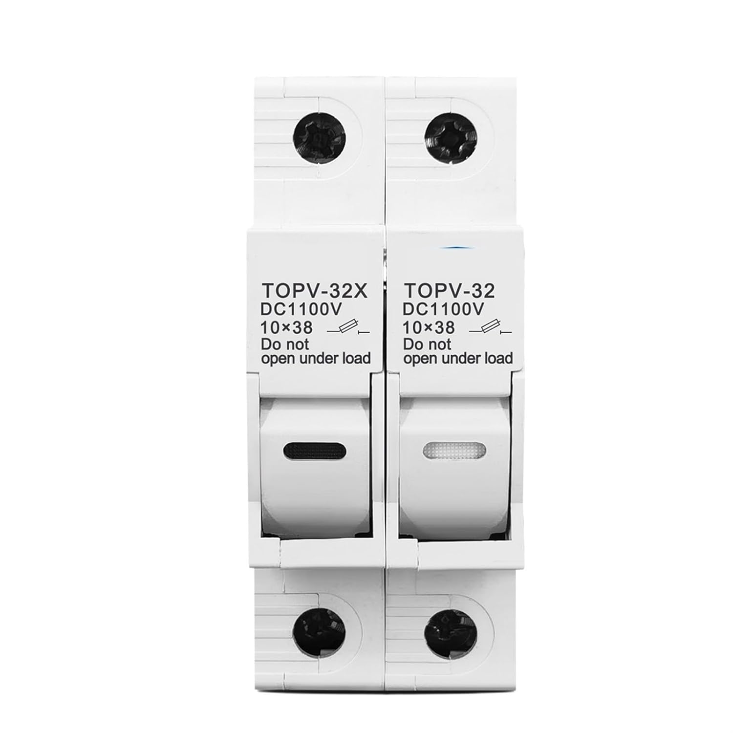 MObyat 1P 2P DC Fuse Holder 10 * 38mm Solar PV 1100V TOPV-30 Base Photovoltaic Protection Protector 1Pcs(Color:1P with LED)