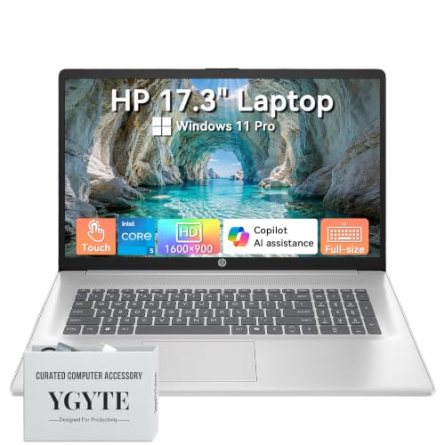 Image of HP 17 Inch Laptop Touchscreen Computer, 17.3 HD+ Business Laptop AI PC, Intel Core 5(10-Core, Beat i7-1355U), 32GB RAM 2TB SSD, Windows 11 Pro, Backlit Keyboard, USB-C(Displayport)&HDMI