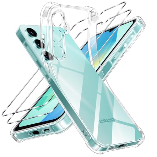 ZhuoFan Coque pour Samsung Galaxy A16 4G/5G avec 2 Pièces Verre Trempé, Transparente TPU Silicone Bumper Case, [Coussin d'air Intégré] HD Clair Antichoc...