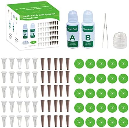 Aooccder Replacement for Aerogarden Pods Hydroponic Accessories, Grow Anything Seed Pods Kit with 25 Grow Sponges,25 Grow Baskets, 25 Pod Labels,25 Grow Domes and 200ml A&B Plant Food Nutrients