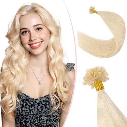 SEGO Pro 35cm Extension Cheveux Naturel Keratine 1g 25 Mèches #60 Blond Platine Rajout Cheveux Humains Remy Extension à Chaud (20g)