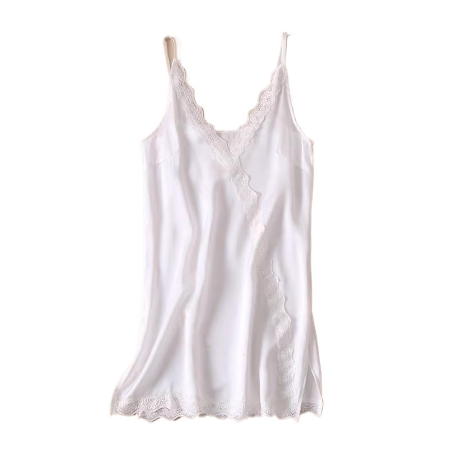 Camisola de Encaje for Mujer, Minivestido sin Mangas, camisón satén crepé Seda Morera, 1 Unidad