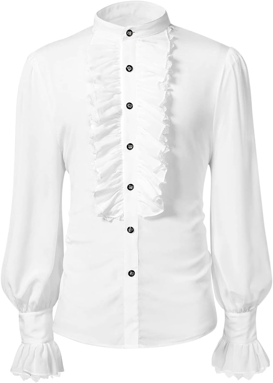 Bbalizko Men Pirate Shirt Victorian Ruffle Medieval Renaissance Vampire Ruffled Steampunk Puffy Halloween Cosplay Shirts