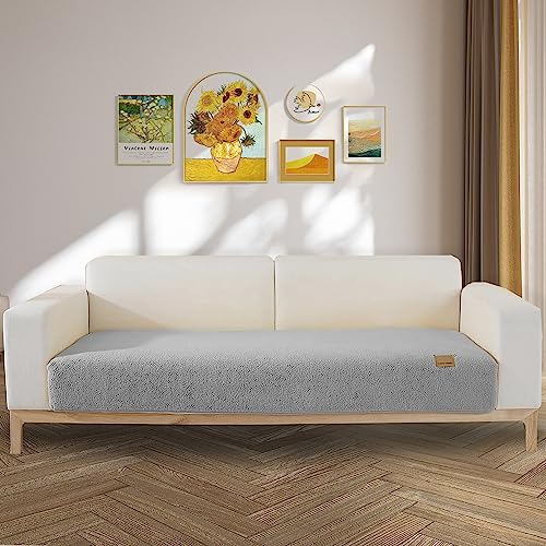 LINGKY Housse canapé d’angle velours gris antidérapante 90x180 cm