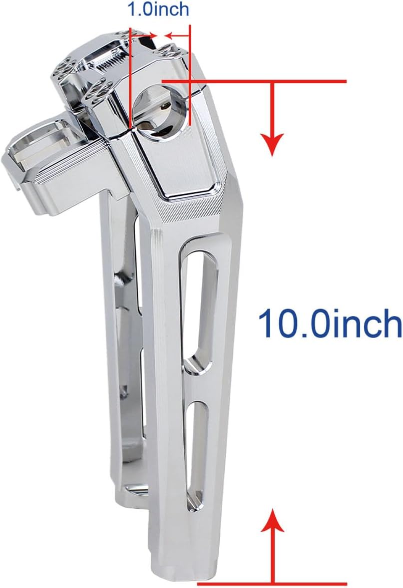 POWER JAMES Chrome 10.0" Handlebar Risers Kit Compatible wtih Harley Davidson Softail, Dyna, Road King, Street Bob, Breakout, Low Rider, Fat Bob with 1.0" Clamping Area