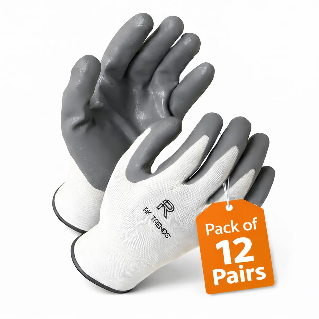 Cut Resistant Rubber Gloves Used for Gardening and Home Working with Sharp Items (Pack Of - 12, White)-image-30
