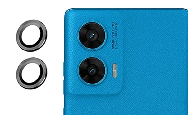 Image of imluckies Camera Ring Lens Protector (Aluminum with Tempered Glass) Compatible for Moto G96 - Black (Pack of 2 rings)