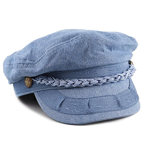 The Hat Depot Cotton Yachting Style Sailing Greek Fisherman Cap Hat (L/Xl, Blue Jean) #TOP2
