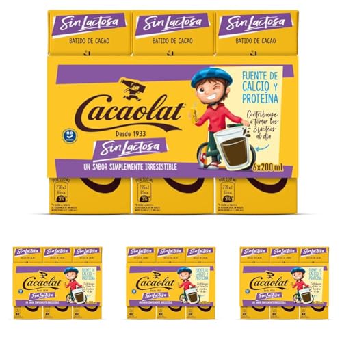 CACAOLAT batido de cacao - Minibrick sin lactosa x6 (Paquete de 4)