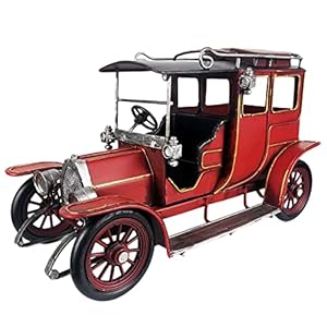 Car Model Vintage Iron Hand-Painted Miniature Automobile Model Classic Car Replica Collectible Figurine Photo Prop for Home Decor