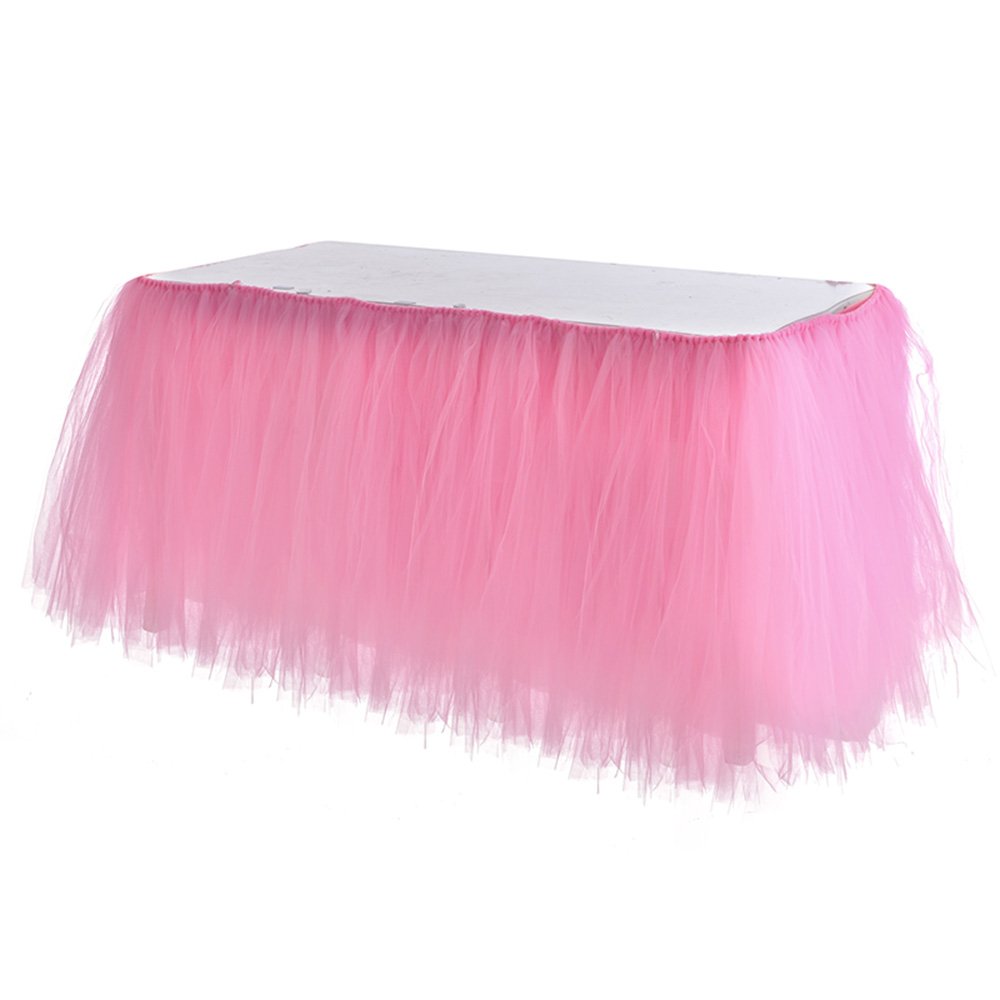 Venkaite Tüll Tischrock Rosa - 91,5x80cm Für Hoch Produktbild-Vorschau 3