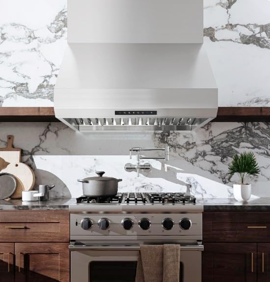 Image of Hauslane PRO Range Hood Under Cabniet 30 inch | Wall Mounted Range Hood 30 with Smart App Control Stainless Steel Kitchen Hood 1000CFM Touch Screen, LED Lights, Baffle Filters 2 Installation PRO500