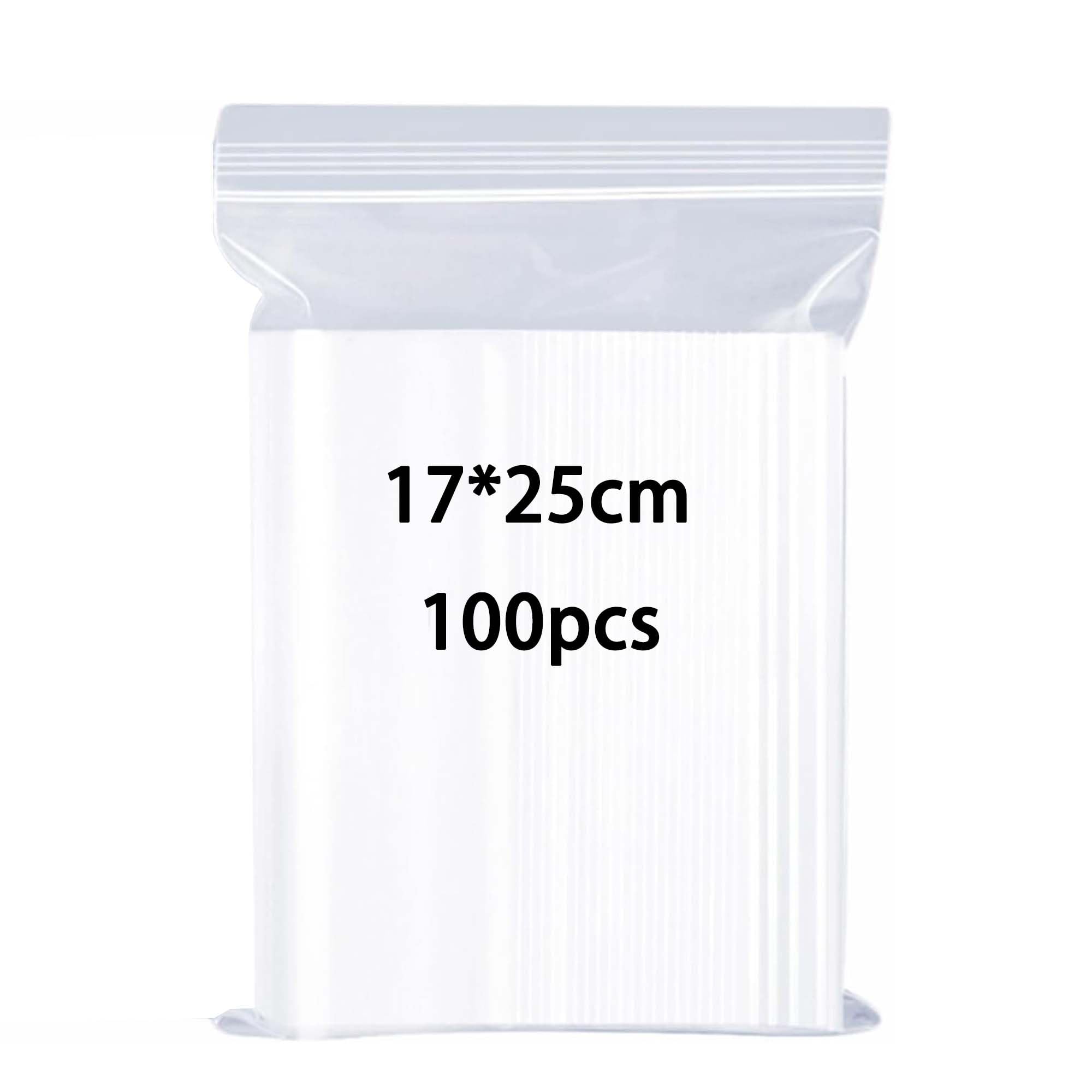 huruirui Small Plastic Bags Resealable Plastic Bag 17X25cm Grip Seal Bags Suitable for Kitchen Biscuits Nuts Jewelry Packaging Sealed Storage Pouches 100pcs