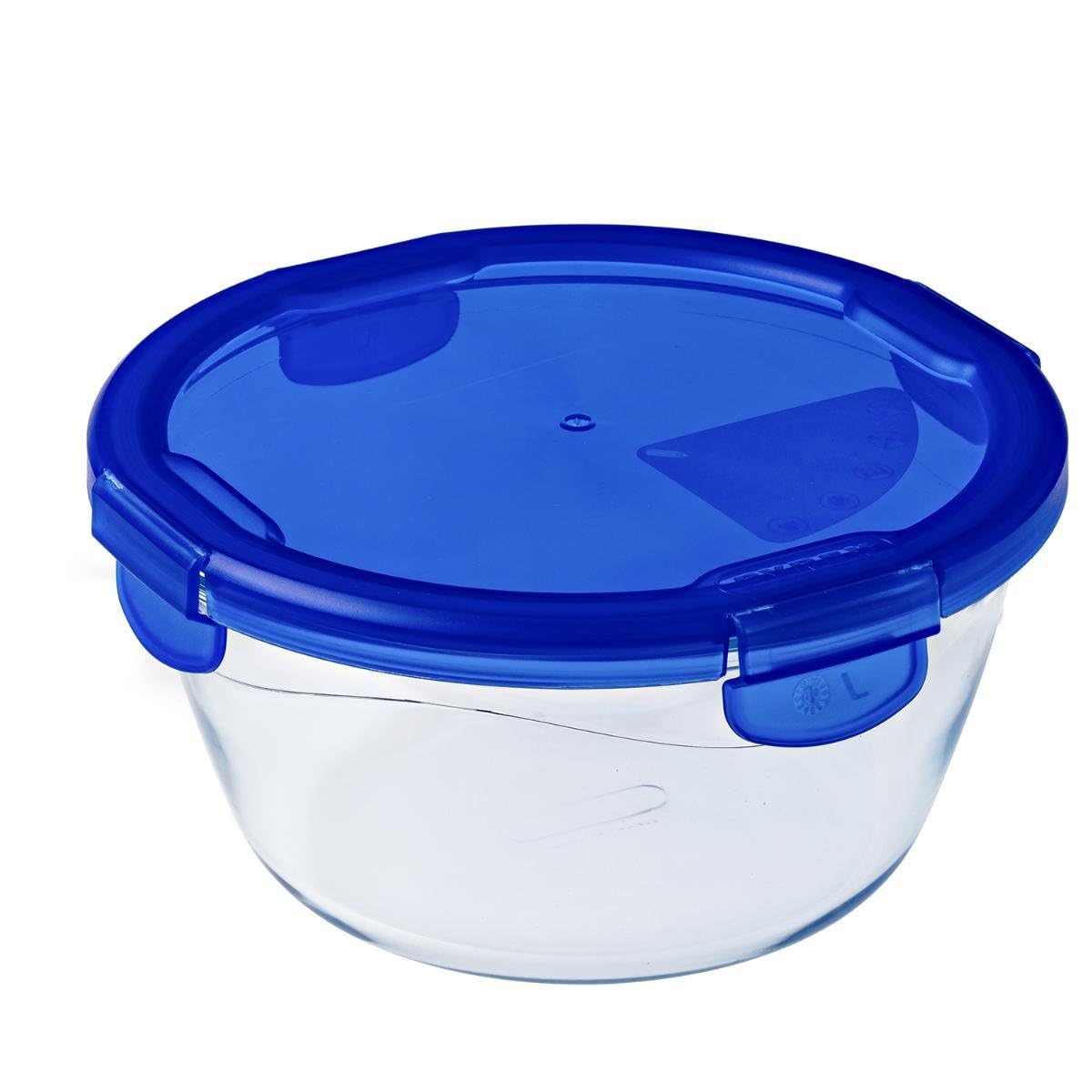 Pyrex Blue,Orange Easy Wash Cook & Go Round Container With Lid Small 0.7 Litre Blue (Pack Of 4)