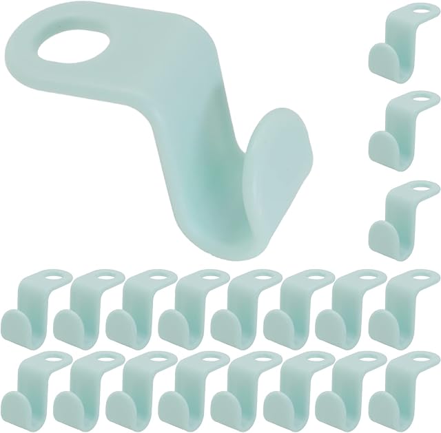 Casoter Clothes Hanger Connector Hooks, Blue Plastic Clothes-Rack Hook Coat Hanger Extender Closet Organizer for Wardrobe Space-Saving, 20 Pack