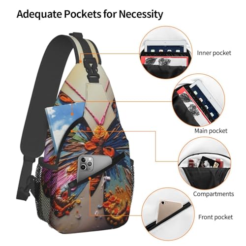 Bolso cruzado para hombre tipo bandolera con bordado mariposa miniatura 4