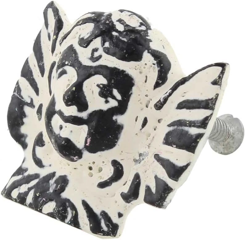 IndianShelf 2 Piece Decorative Angel Cream Drawer Knobs Dresser Pulls Iron Cabinet Handles