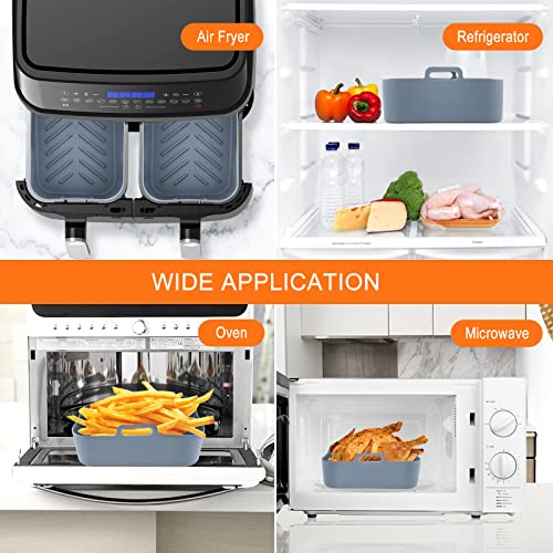 Augot 2 Ollas de silicona para freidora de aire Ninja Foodi DZ201 DZ401, Forro de Silicona Reutilizable para Freidora de Aire de Doble Cesta Accesorios