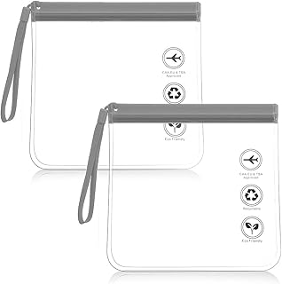 2Pcs Clear TSA Approved Security Toiletry Bag Quart Size for EU UK & US Carry-on Regulations Waterproof & Leakproof Travel Bags for Liquids (Grey)