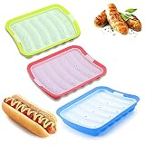 [Rango de Uso]: Los moldes para salchichas se pueden usar en vapores, hornos, hornos microondas, refrigeradores y congeladores. Puede usarlo para cocinar, hornear o almacenar salchichas, salchichas, gachas u otros alimentos.