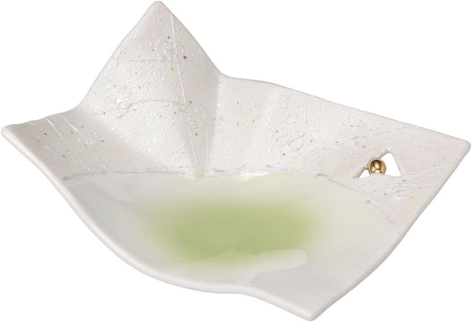 Yamashita Kogei 14054390 Medium Plate, White, 8.9 x 6.6 x 3.1 inches (22.5 x 16.8 x 8 cm), Hiwara Star Origami Appetizer Plate