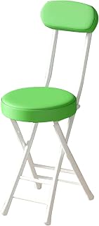 LNGCLTEZ Taburete de bar corto plegable portátil de cuero, taburete plegable con respaldo, taburete plegable redondo para exteriores e interiores, camping, cocina, cafetería, color verde