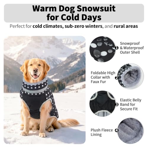 Image of Dog Coats for Large Dogs, Warm Dog Winter Jacket with Harness, XXL