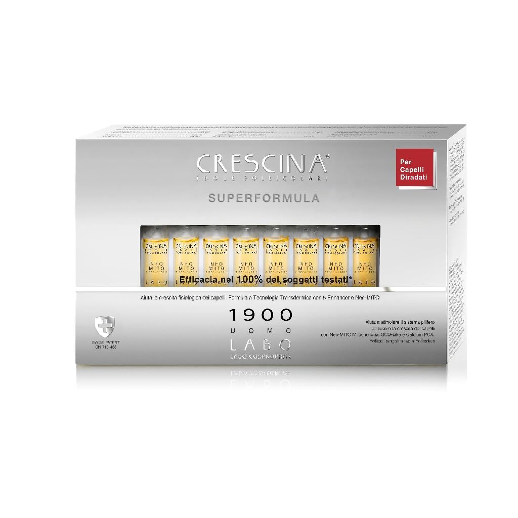 Crescina Transdermic SUPER FORMULA Follicular Islands Hair Re-Growth Treatment 1900 Man 40 vials