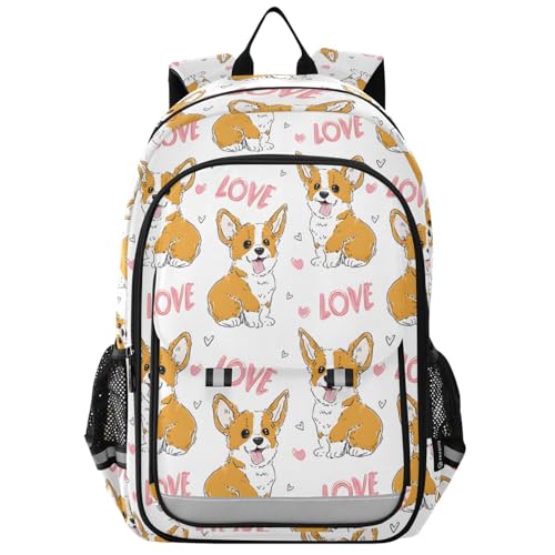 Sac à dos pour ordinateur portable pour enfants lycéens imprimé chien Corgi