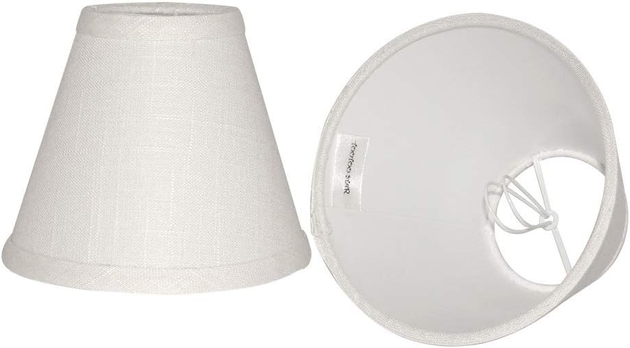 Tootoo Star Small Barrel Lamp Shades Clip On Bulb Adapter Holder for Chandeliers Wall Floor Light Replacement,3x6x5 Inch,White Fabric Cloth (2pcs Pack)
