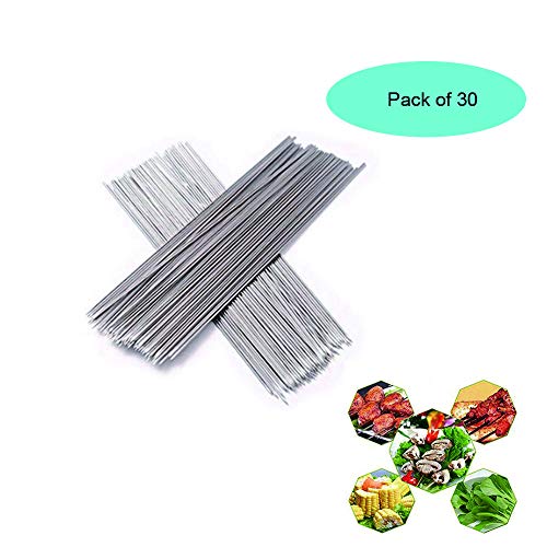 Weanty 30Pcs BBQ Sticks Metal Skewers Stainless Steel 30cm Barbecue BBQ Accessories Metal Tip Handle Cooks Quicker and More Evenly by Infusing Heat Into The Center of The Food