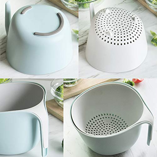 Zeakone 2-In-1 Large Nest Washing Colander Bowl Sets & Food Strainers With Long Good Grips, Kitchen Plastic Washing Bowl And Strainer, Detachable Colanders Strainers Set, 4.5 Quart (Blue) #TOP4