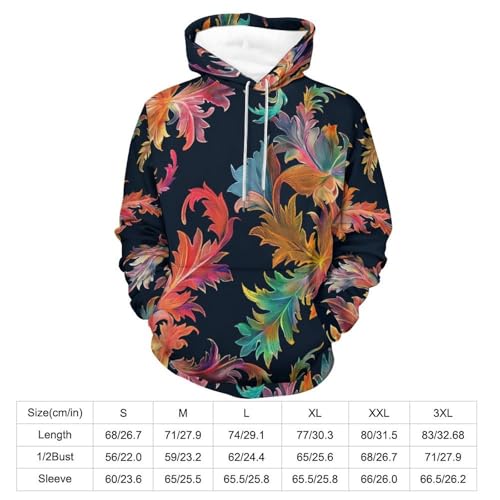 Sweat à capuche imprimé feuilles colorées coupe mixte manches longues - 4