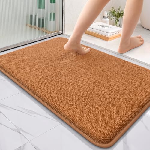 Image of OLANLY Thick Memory Foam Bath Mat Rug 36x24, Extra Soft Absorbent Bathroom Rug, Quick Dry Bath Mats, Non-Slip, Machine Washable Carpet for Bathroom, Tub and Shower, Home Decor Accessories, Clay