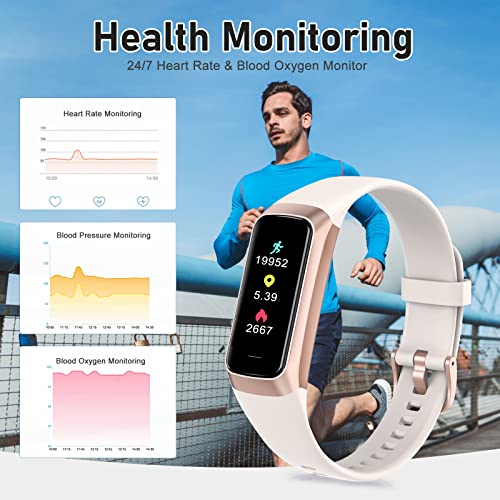 Zeacool Tracker with 24/7 Heart Rate, Blood Oxygen Blood Pressure Sleep Monitor, Activity Trackers IP68 Waterproof,Step Counter Calorie Pedometer Health Smart Watch for Women Men (Beige) - Image 6
