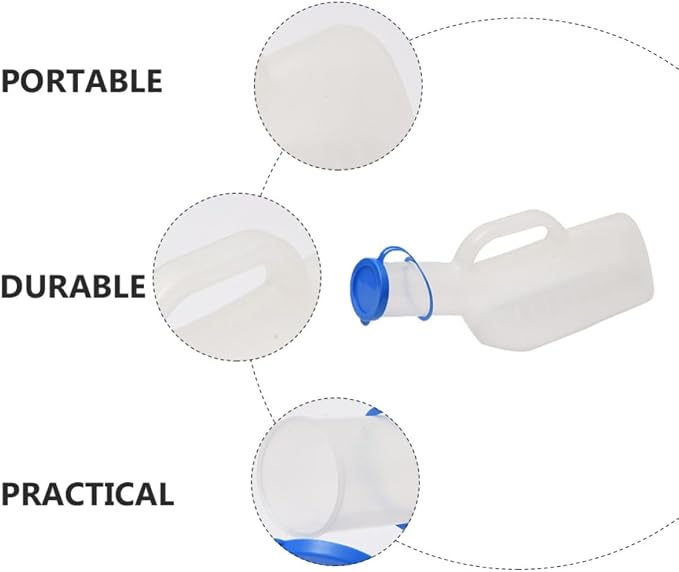 Orinal portátil para hombre, botella 1000ml de plástico con tapa miniatura 6