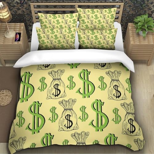 Housse de couette microfibre symbole argent parure lit 3D 135x200