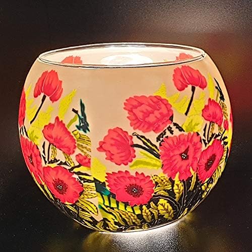 Benaya Glass Nightlight Tealight Holder - Classic Poppies