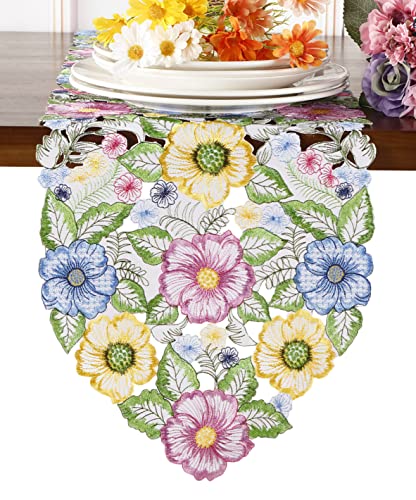 Flowery-Table-Runner-1334-Cutwork-Embroidered-Floral-Flowers-Dresser-Scarf-for-Home-Kitchen-Dining-Tabletop-Decoration-Runner-1334-Flower-2 Flowery Table Runner 1334 Cutwork Embroidered Floral Flowers Dresser Scarf for Home Kitchen Dining Tabletop Decoration Runner 1334 Flower 2