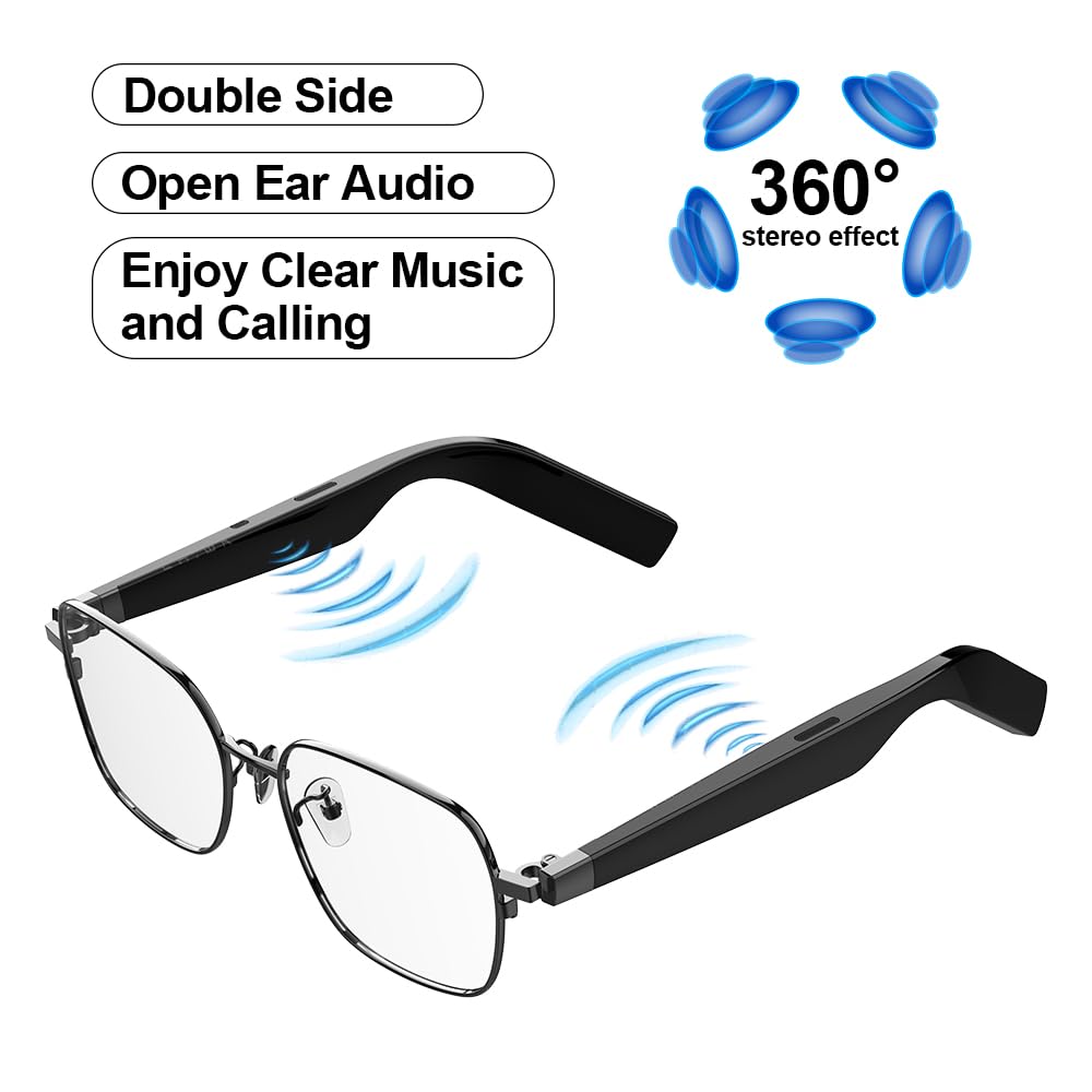 Ai Wireless Bluetooth Translation Glasses, Ai Glasses, Bluetooth Smart Glasses for Men & Women, Real-Time Translation (White)