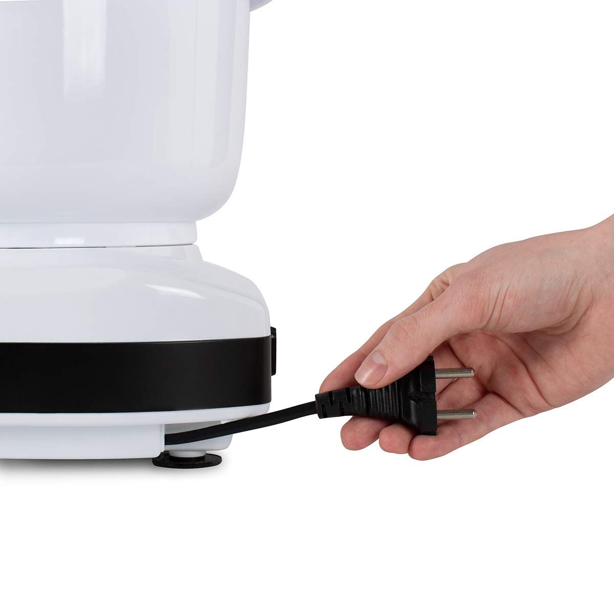 cloer 7001 Küchenmaschine mit 6 Liter Rührschüssel, Knethaken, Schneebesen, Kuchen-Rührbesen, und Schüsselschaber, 6 Geschwindigkeitsstufen, 650 W, weiß