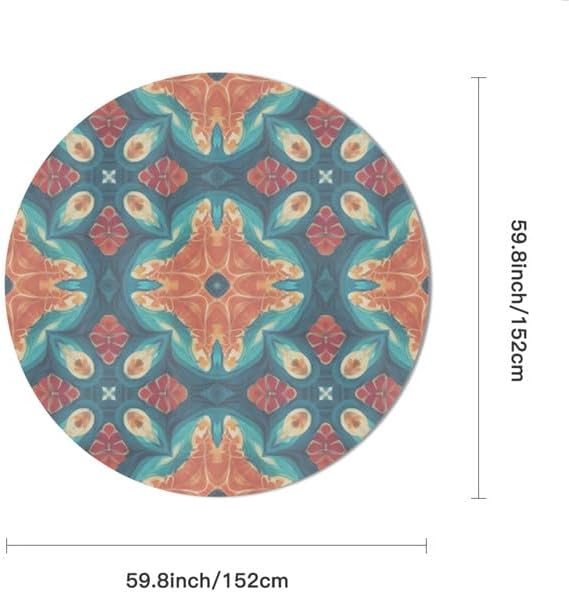 Miniatura 2 de Mantel redondo de mandala bohemio de 60 pulgadas, colorido indio, bohemio, arte rústico, moderno, impermeable, reutilizable, para picnic, fiesta,
