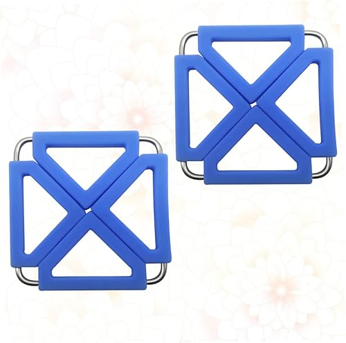 Miniatura 4 de SOLUSTRE 6 posavasos de corcho plegable de silicona, mini trípode, manteles individuales cuadrados, posavasos antideslizantes, soporte para ollas