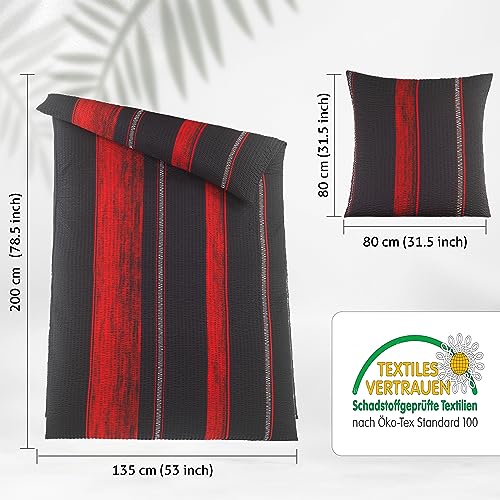 Seersucker Bettwäsche FELLANO 4-teilig Set 135×200 mit Kissenbezügen