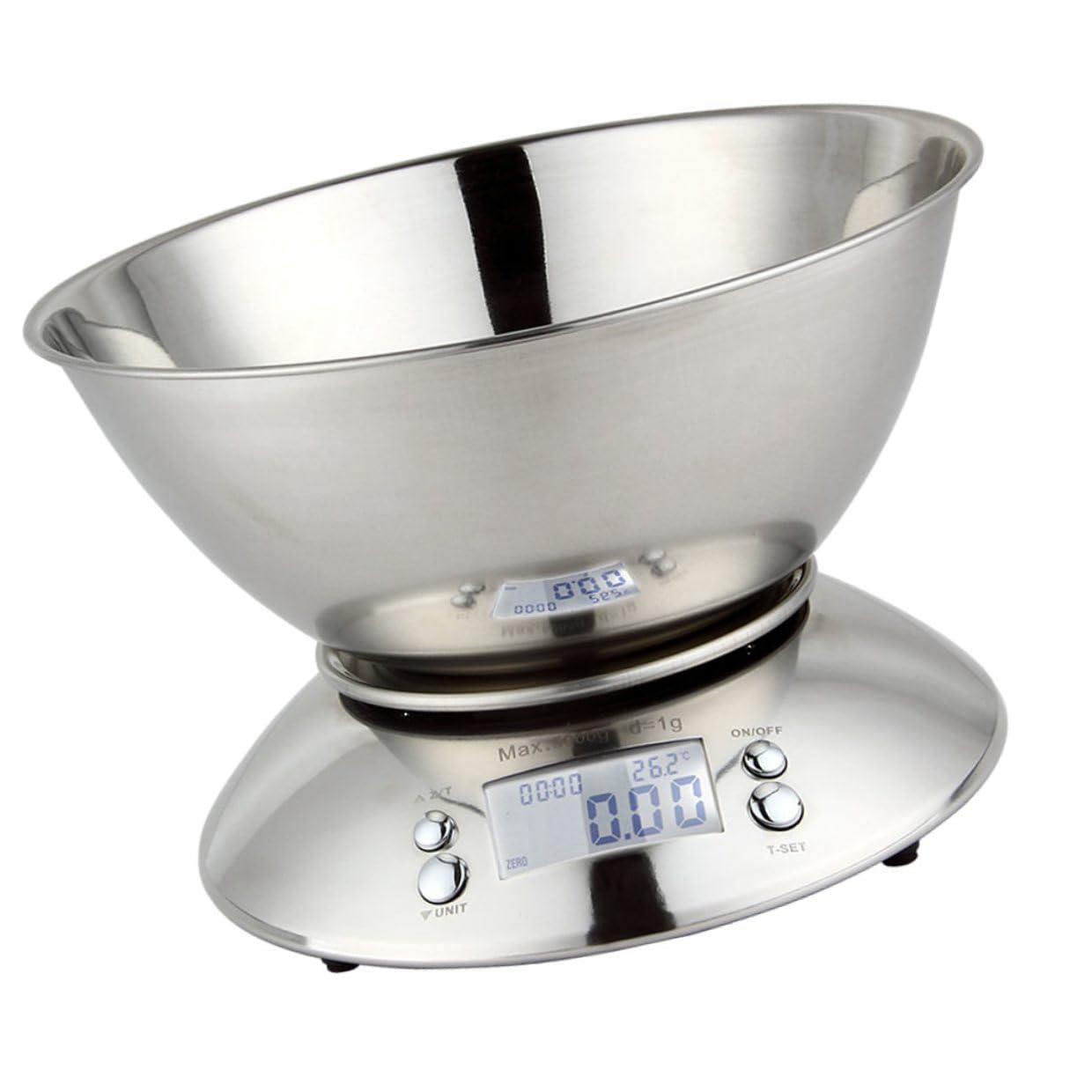 DOITOOL Kitchen Food Scale with Detachable Stainless Steel Bowl, High-Precision Digital Display Scale for Home Cooking and Baking, Multiple Weight Measurement Units with Clock Random Color