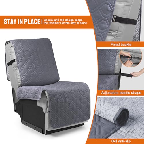Image of VANSOFY Waterproof Additional Seat Cover for Reclining Couch Covers Seat Slipcover for Recliner Sofa Covers(Dark Gray)